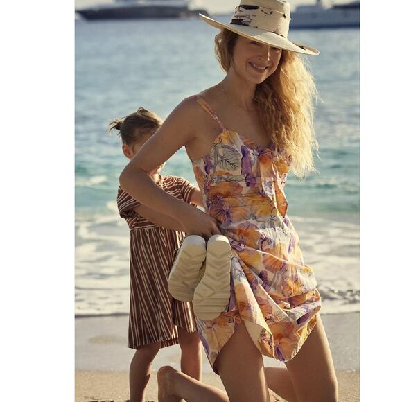 New Anthropologie Cecilia Pettersson Tie-Front Midi Dress SIZE 6 Yellow Floral - Picture 1 of 8